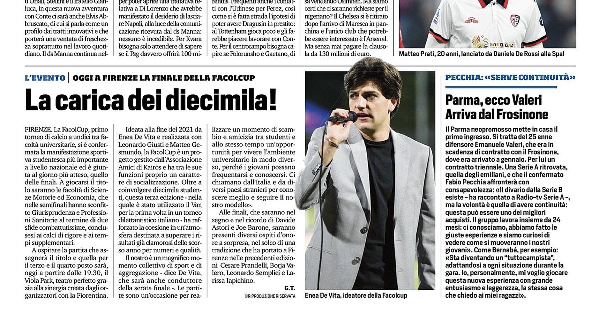 Article published in the Tuttosport newspaper