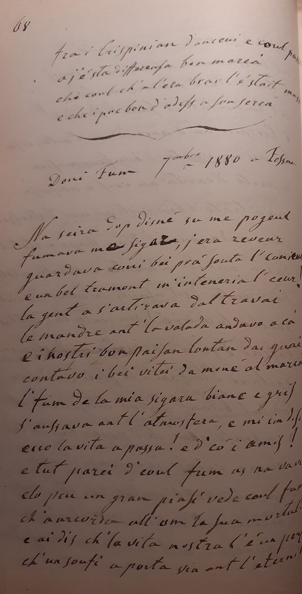 Handwritten diary in the Piedmontese language by Giacinto Tholosano, Baron of Valgrisanche, prefect of Fossano, 19th century