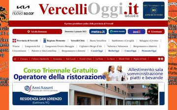 La home page di vercellioggi.it nel 2023