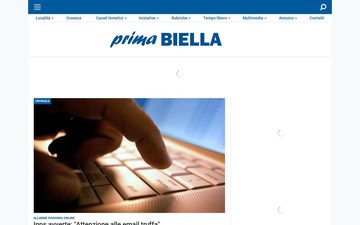 La home page di primabiella.it nel 2022
