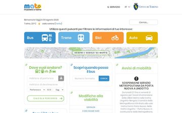 La home page di muoversiatorino.it nel 2020