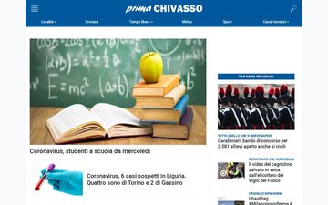 La home page di primachivasso.it nel 2020