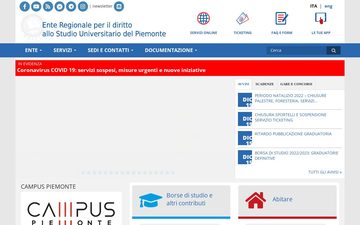 La home page di edisu.piemonte.it nel 2023