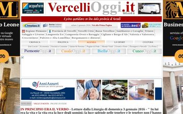 La home page di vercellioggi.it nel 2016