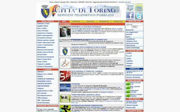 La home page di comune.torino.it nel 2010