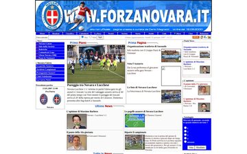 La home page di forzanovara.net nel 2007