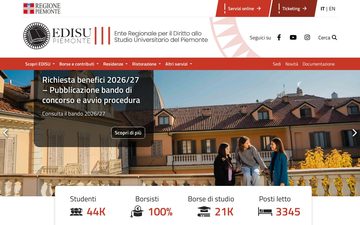 La home page di edisu.piemonte.it, 25 settembre 2026