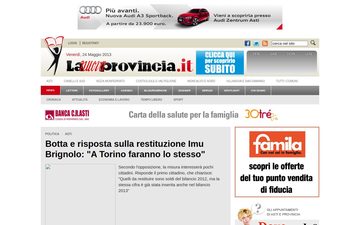 La home page di lanuovaprovincia.it nel 2013