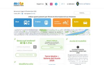 La home page di muoversiatorino.it, 25 settembre 2026