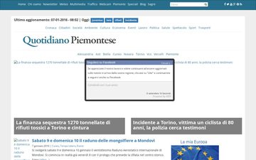 La home page di quotidianopiemontese.it nel 2016